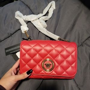 Versace Nappa Quilted Medusa Chain Red